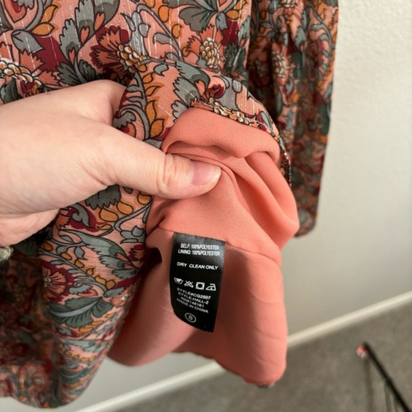 Buddy Love Short Mini Dress Sz S Long Sleeve Floral Romantic Open Back Spring - Picture 3 of 8